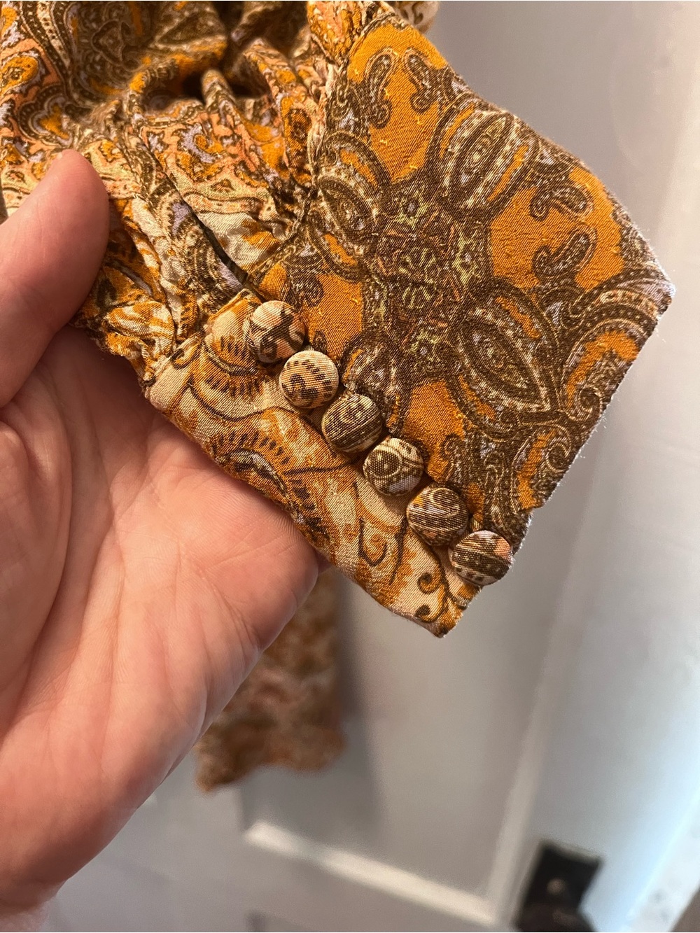 Boho Patchwork Print V-Neck Dress in Mustard - Picture 5 of 6